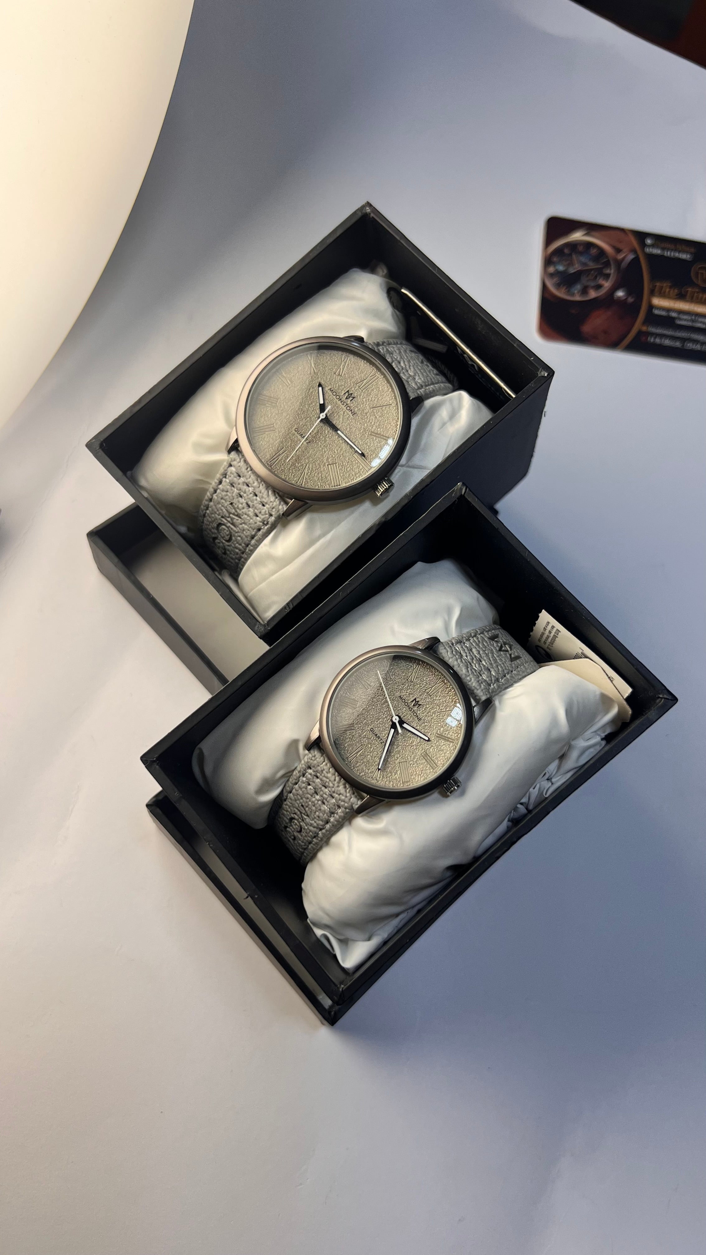 Moonstone Couple Watch Set – Timeless Elegance for Him & Her