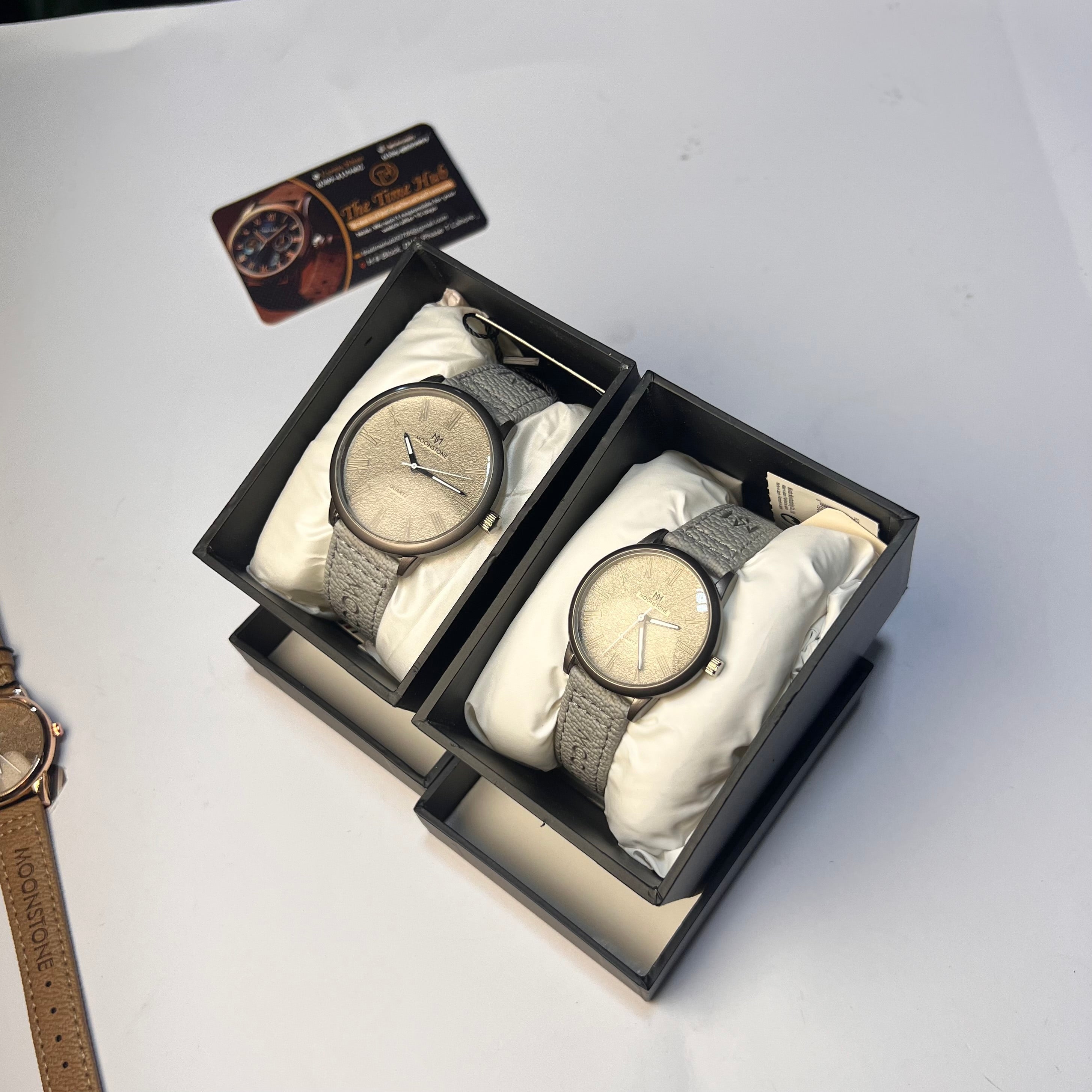 Moonstone Couple Watch Set – Timeless Elegance for Him & Her