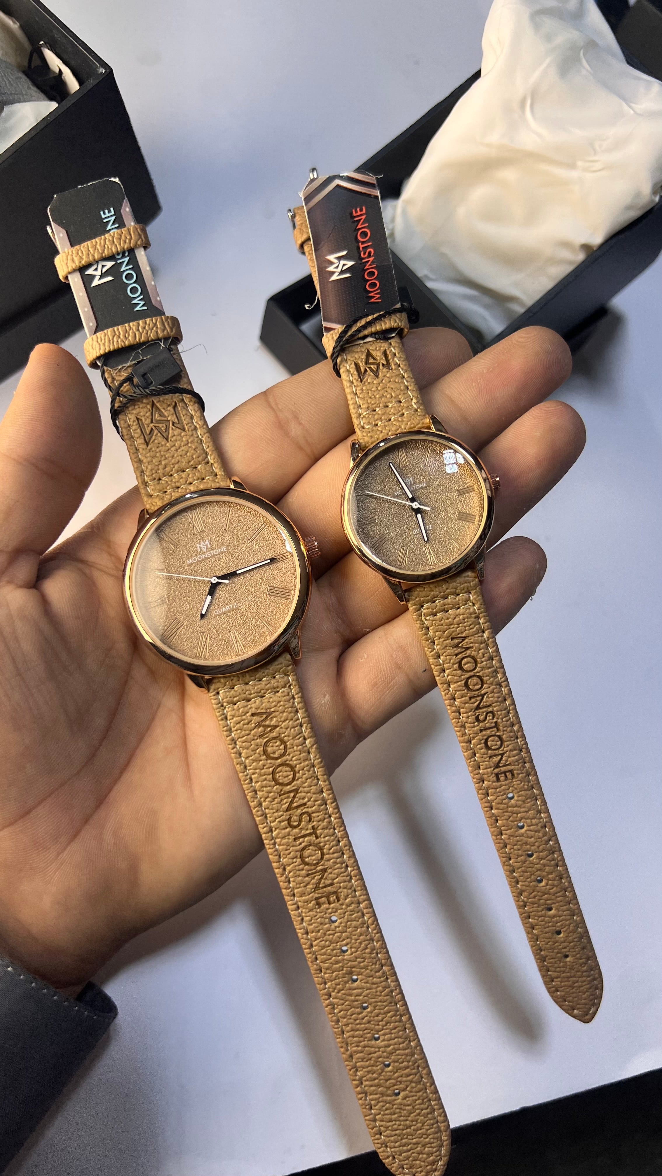 Moonstone Couple Watch Set – Timeless Elegance for Him & Her