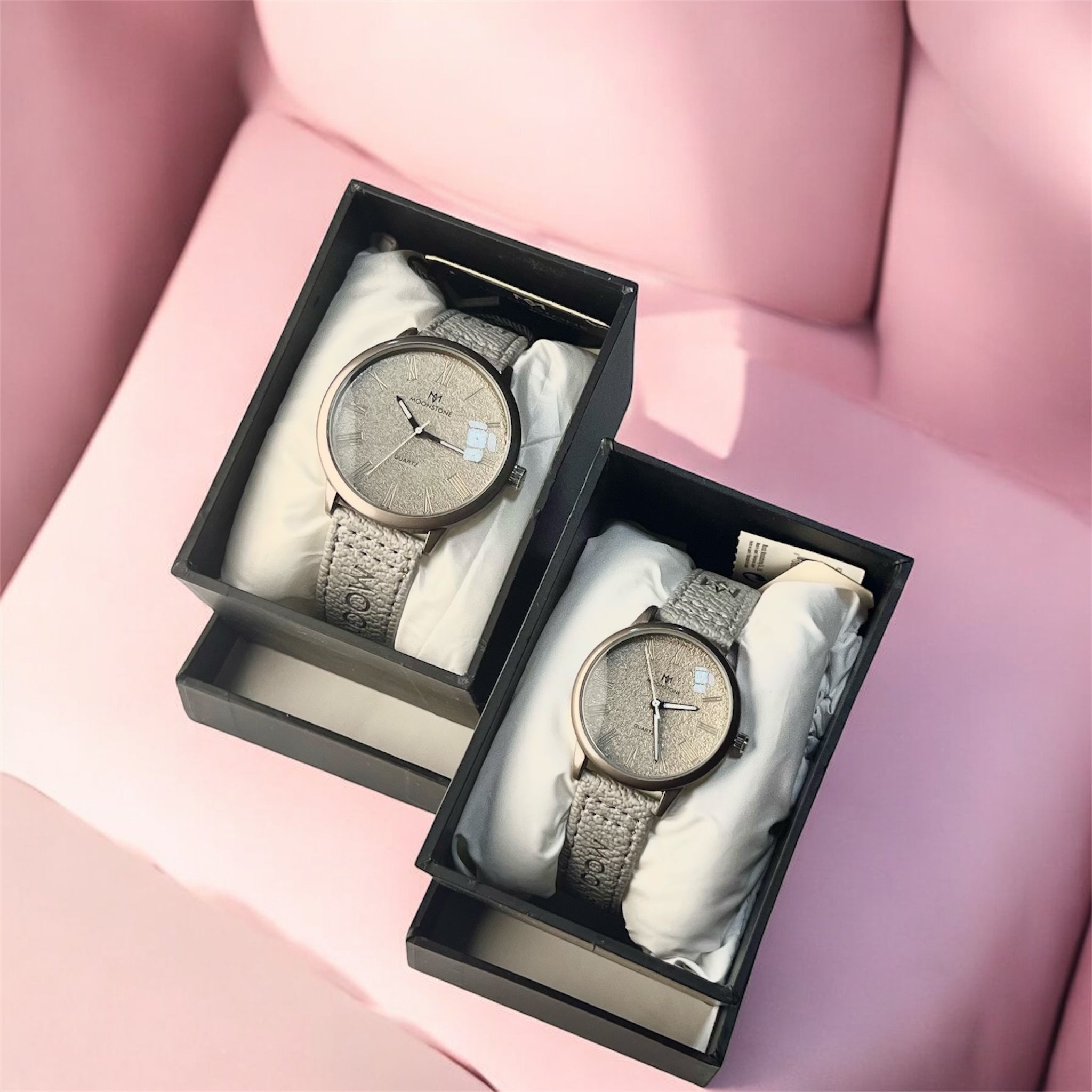 Moonstone Couple Watch Set – Timeless Elegance for Him & Her